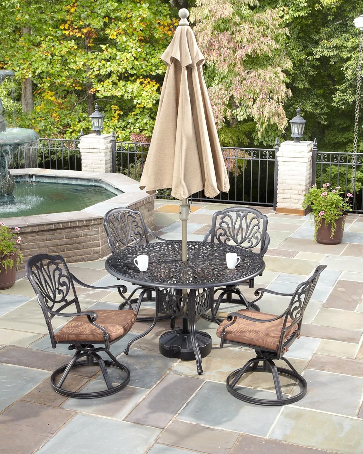 homestyles 6658-305 5 Piece Outdoor Dining Set, Grey: Garden & Outdoor