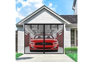 Single Garage Door Screen Kit, UUP 9x7Ft Magnetic Mesh Screen for Garage Opening 1 Car, Garage Net Cover, Sturdy Fiberglass Magic Curtain Outdoor for Patio, Porch, Window to Keep Bugs Out, Black