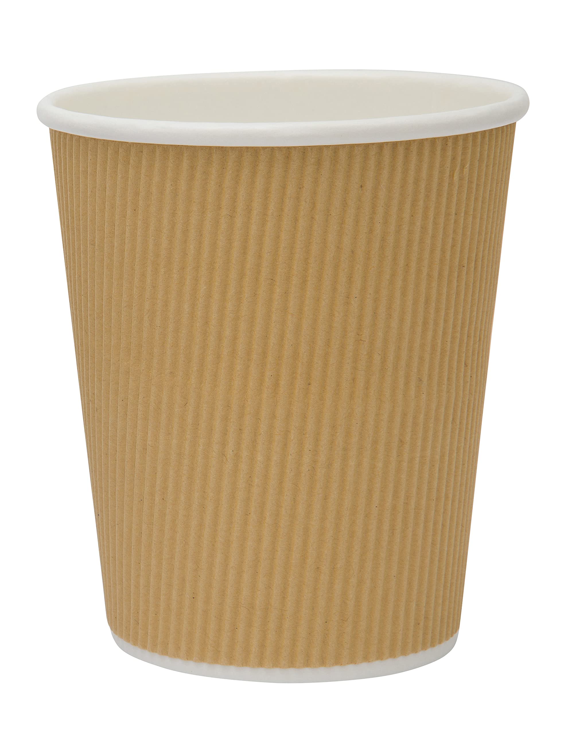 GoCoPack Ripple Paper Coffee Cups: Pack of 50-8oz(227ml), 10oz(284ml), 12oz(340ml), or 16oz(450ml) - White, Black or Brown/Kraft Ripple Paper Cups (12oz (340ml), Brown-Kraft)