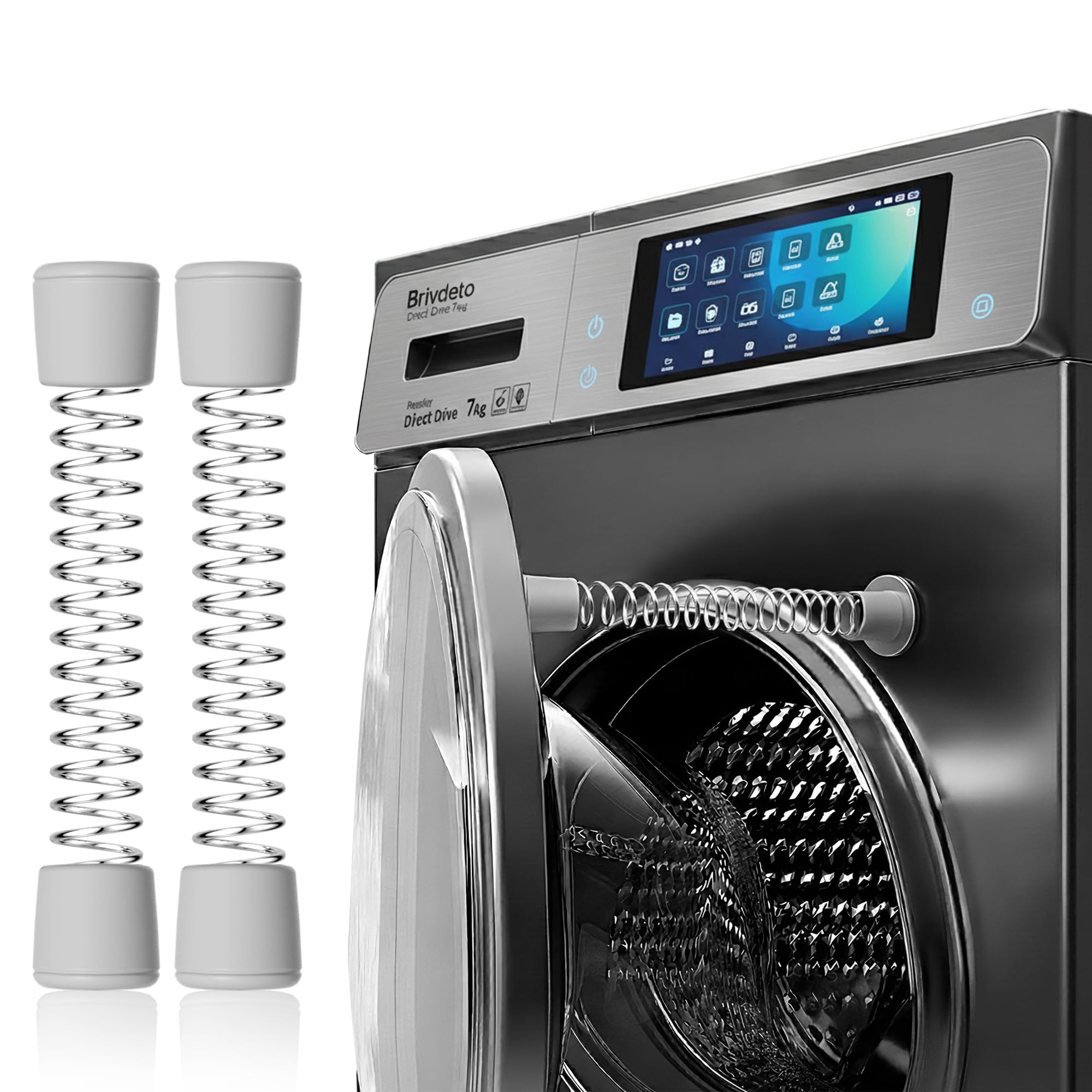 Photo 1 of 2 Pack Front Load Washer Door Prop – Magnetic Door Holder with Flexible Spring & Adhesive Metal Discs, Keeps Washing Machine Door Open to Prevent Odors, Ideal for Laundry Room Organization – Gray