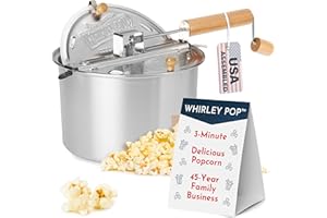 Original Whirley Pop Popcorn Maker - 6 Quart Stove Top Popper With Metal Gears, Wabash Valley Farms Gourmet Popcorn Pot (Stai