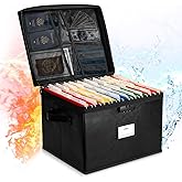 File Box Fireproof Document Box with Lock, Document Safe File Storage Organizer Boxes for Next of Kin Estate Planing Organizer End of Life Planner (Box With Accessories, Black)