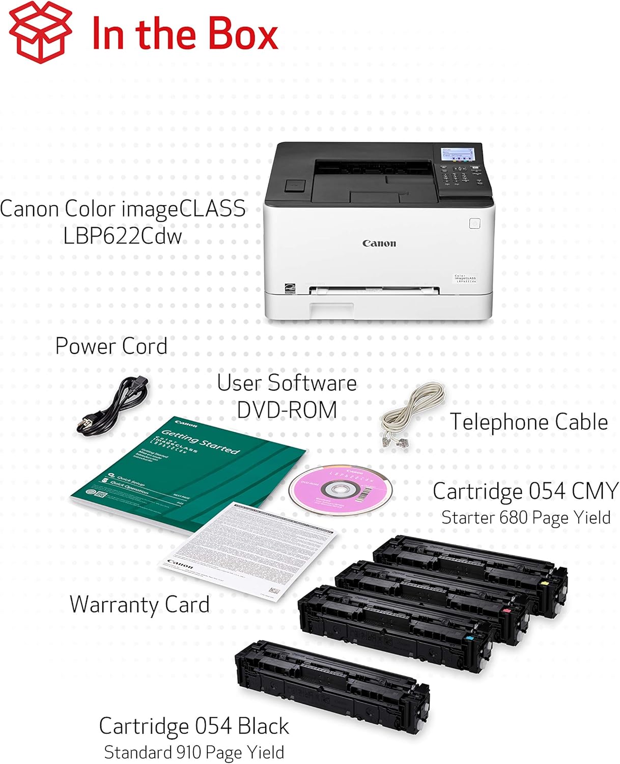 Canon Color Image CLASS LBP622Cdw -Wireless, Mobile Ready, Duplex Laser Printer, Compact Size - White: Office Products
