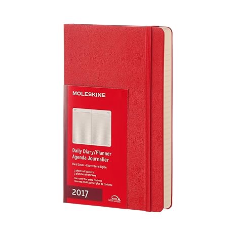 Agenda 2017 Journalier Grand Format Rigide Rouge - 