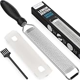 Lemon Zester Grater, Stainless Steel Zester Grater with Handle | Zester for Citrus, Garlic &amp; Ginger, Parmesan Cheese Grater, Safety Cover, Kitchen &amp; Cooking Gadget, Black