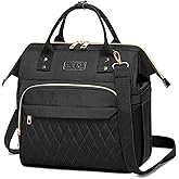 AIJIEKE Lunch Bag for Women, Leakproof & Insulated Work Lunch Box Tote, Reusable Adult Cooler Bag with Water Bottle Side Pocket & Removable Shoulder Strap, Black