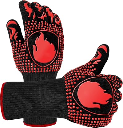 Primajor BBQ Gloves 1472℉ Extreme Heat Resistant Oven Mitts Non-Slip