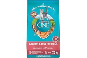 Purina ONE Dry Cat Food, Salmon & Rice Formula - 7.2 kg Bag