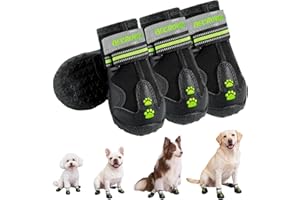 BECROWM Dog Shoes&Dog Boots for Small,Medium,Large Dogs,Waterproof Non-Slip Shoes for Winter&Hiking,Adjustable Paw Protection, for Dogs(#1(width1.77inch) for 15-22 lbs)
