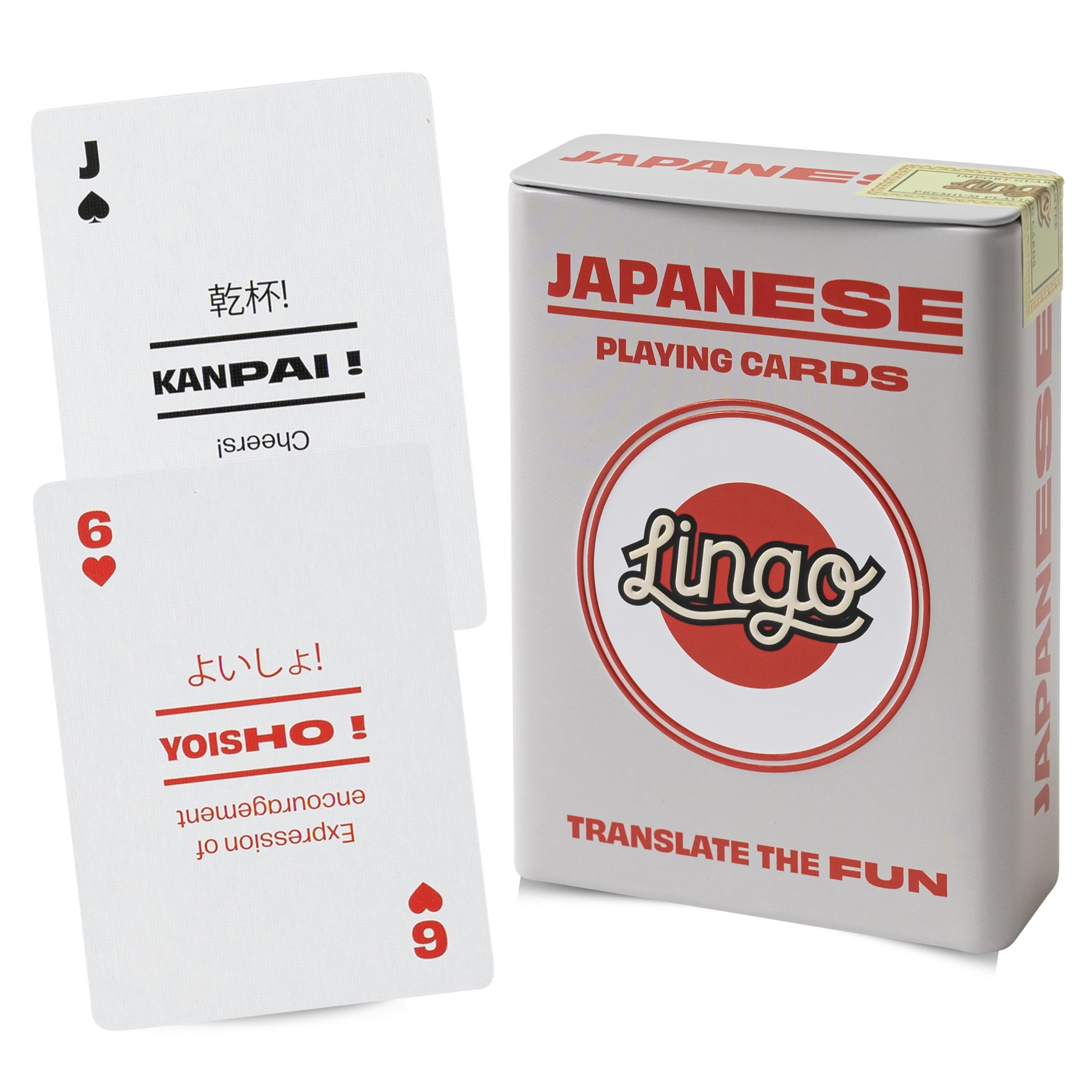 Japanese Lingo Playing Cards in Wayfarer Tin Box | Travel Flashcards | Learn Japanese Vocabulary in A Fun & Easy Way | 52 Essential Translations