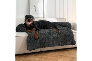 Auemtyn Dog Bed,Calming Dog Beds for Large Dogs Cats,Fluffy Non-Slip 50"x39"x8"Dog Bed Couch Protector with Removable Pet Soft Neck Bolster,Washable Dog Bed Cover with Hidden Zipper（Dark Grey）