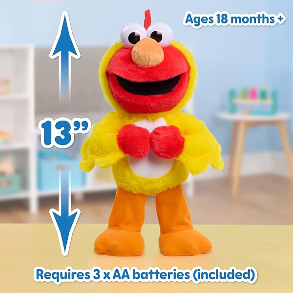 SESAME STREET CHICKEN DANCE ELMO FEATURE 13 INCH PLUSH, DANCING PLUSH, STUFFED ANIMAL, KIDS TOYS FOR AGES 18 MONTH BY JUST PLAY