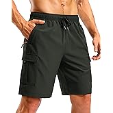 Pudolla Men's Hiking Cargo Shorts with 5 Pockets Lightweight 9" Outdoor Work Casual Shorts for Men Travel Fishing