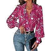 Zeagoo Women Button Down Shirts Lantern Long Sleeve Tops Business Casual Chiffon Blouses Trendy Work Clothes