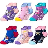 Eyean Kids Ankle Cotton Socks Cute Animal Pattern Soft Non Slip Boys Girls No Show Socks 6 Pairs