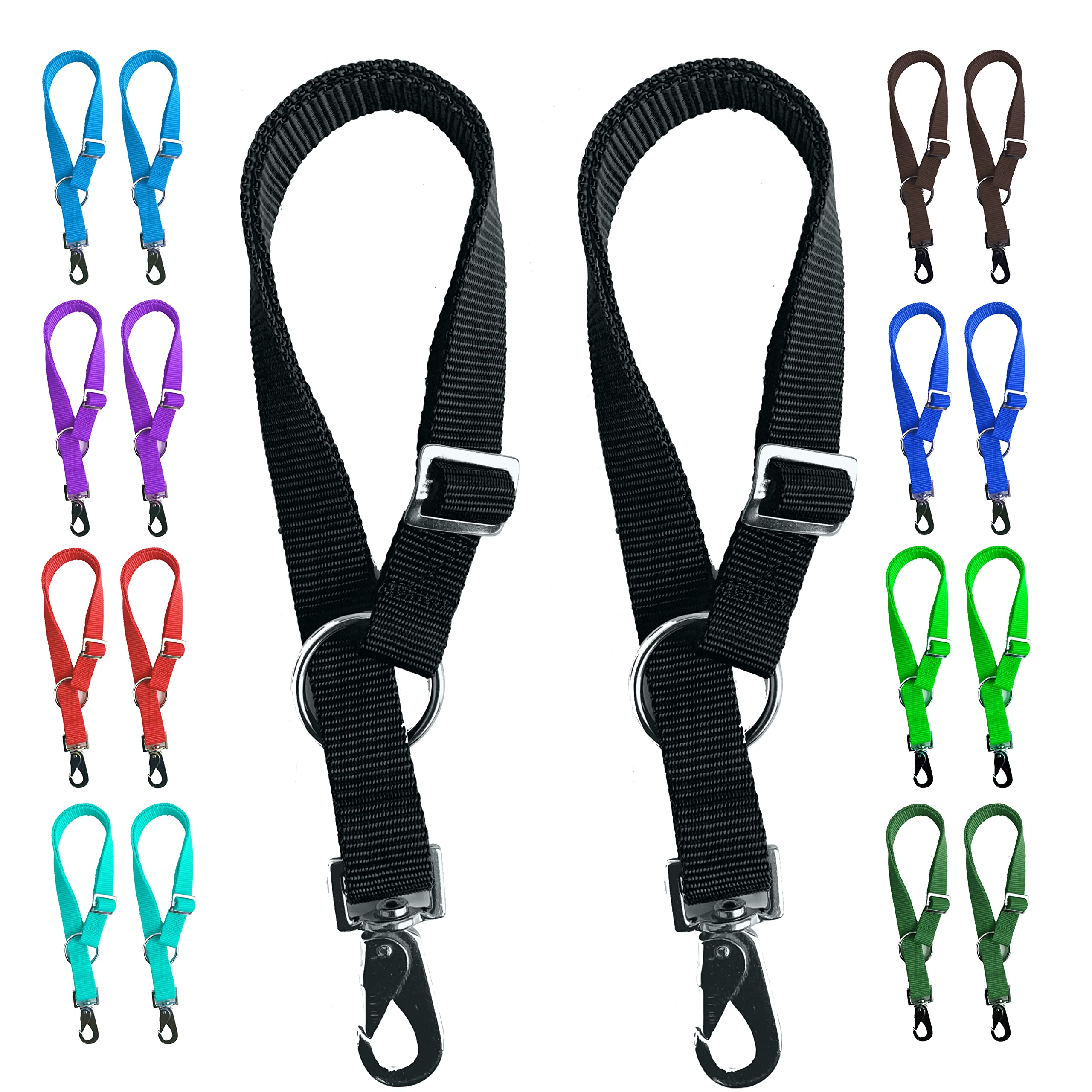 Majestic Ally Pack of 2 Horse Water Bucket Strap Hangers - Adjustable 18” to 30” Length – Practical and Easy Design for Indoor or Outdoor Use (Black) — image 1