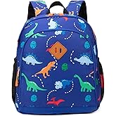 JinBeryl Toddler Backpack for Boys or Girls, Little Kids Backpack for Preschool or Kindergarten (Dinosaur Blue, Mini)