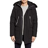 KARL LAGERFELD PARIS Faux Fur Trim Down & Feather Quilted Parka Size Large at Amazon Menâs 