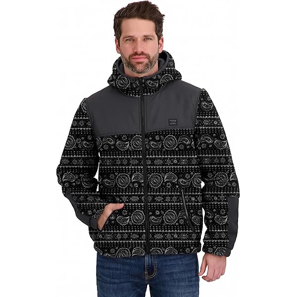 Billabong Mens Sherpa Bonded Polar Fleece Aztec Print Jacket