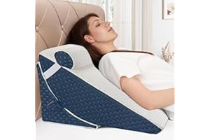 BEYOUDO Bed Wedge Pillow Set for Post Surgery, 3PCS Wedge Pillow for Acid Reflux Relief, Adjustable 7 &12 inch for Sleeping, Headboard, Back Pain Relief, Back Pillow for Bed Sitting Up (Navy Blue)