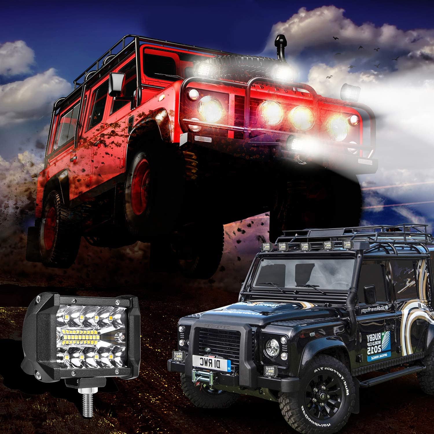 LMGAO 4 Inch 60W Combo Led Light Bars Spot Flood Beam LED Work Light Bar Waterproof For Driving Offroad Boat Car Tractor Truck SUV ATV: Automotive