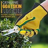 HANDLANDY Men Leather Gardening Gloves XL Yellow-Black Dexterity Breathable view 2