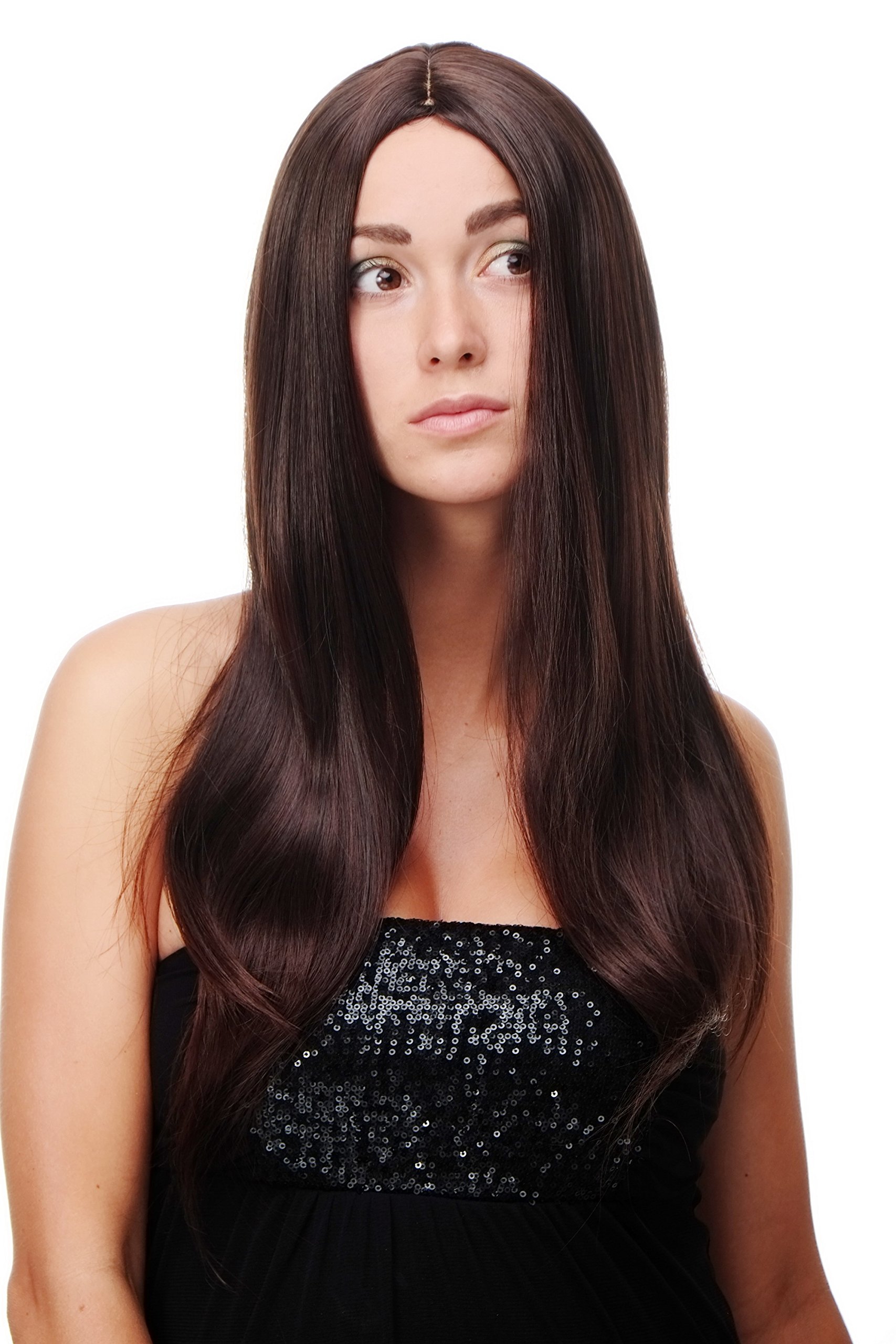 WIG ME UP SA-151-2T33 Lady Quality Wig long straight beautiful middle parting mahogany mixed brown 23inch inch