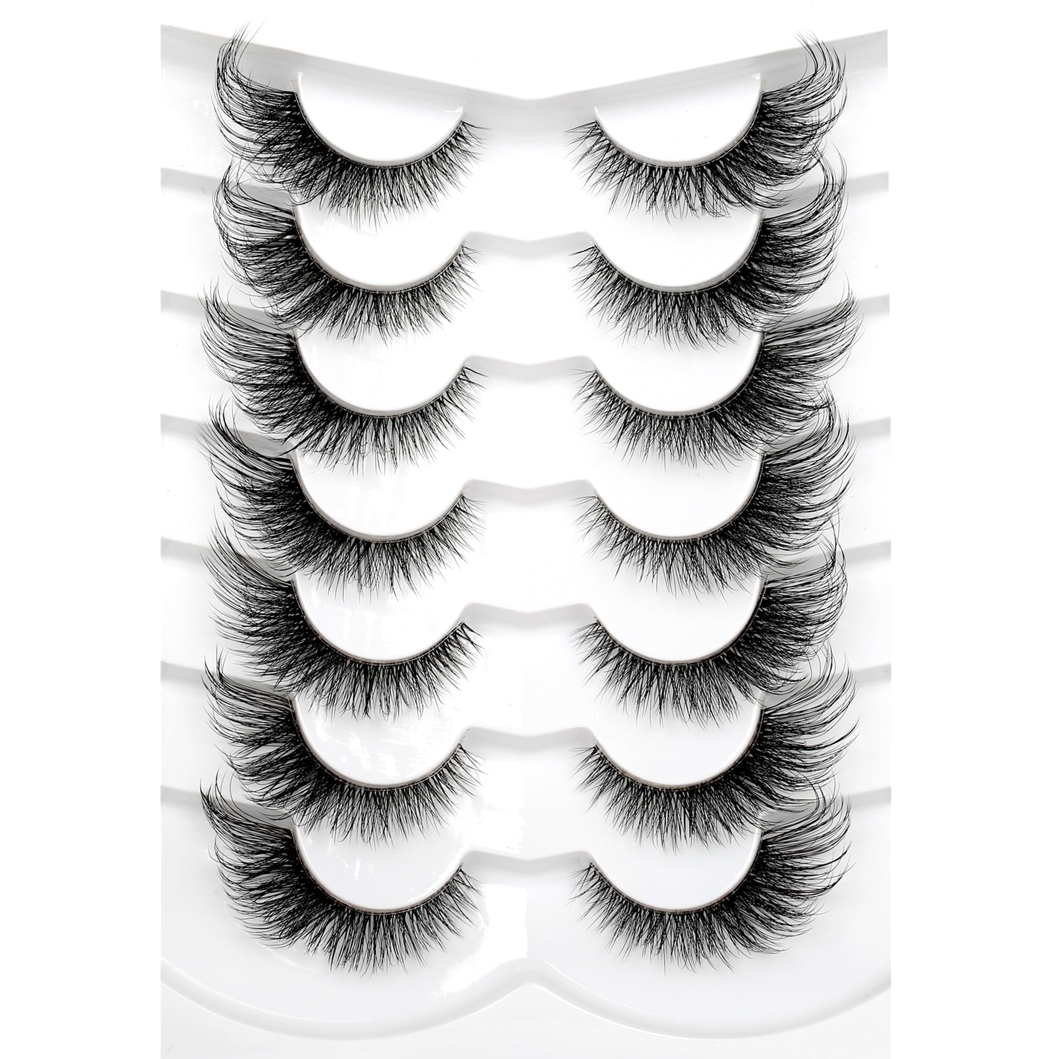 Photo 1 of Pooplunch False Eyelashes Foxy Cat Eye Look Natural Lashes Wispy Short Extension Fluffy Volume Clear Band Faux Mink Fake Eyelash Strips 7 Pairs Pack