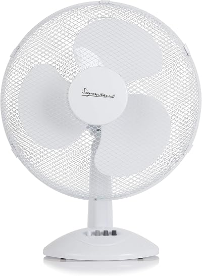 Signature 16” Desk Fan 3 Speed Oscillating White S40010
