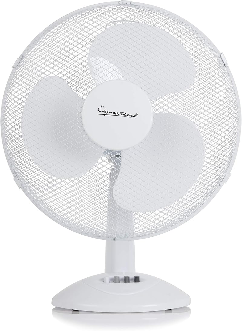 Signature 16” Desk Fan 3 Speed Oscillating White S40010