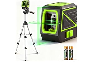 KOXOBET Laser Level with Tripod, 100 feet Green Cross Line Self Rotary Leveling Laser Level, Vertical and Horizontal Line, Rotatable 360 Degree, Manual Self leveling and Pulse Mode,IP54 Waterproof & Battery