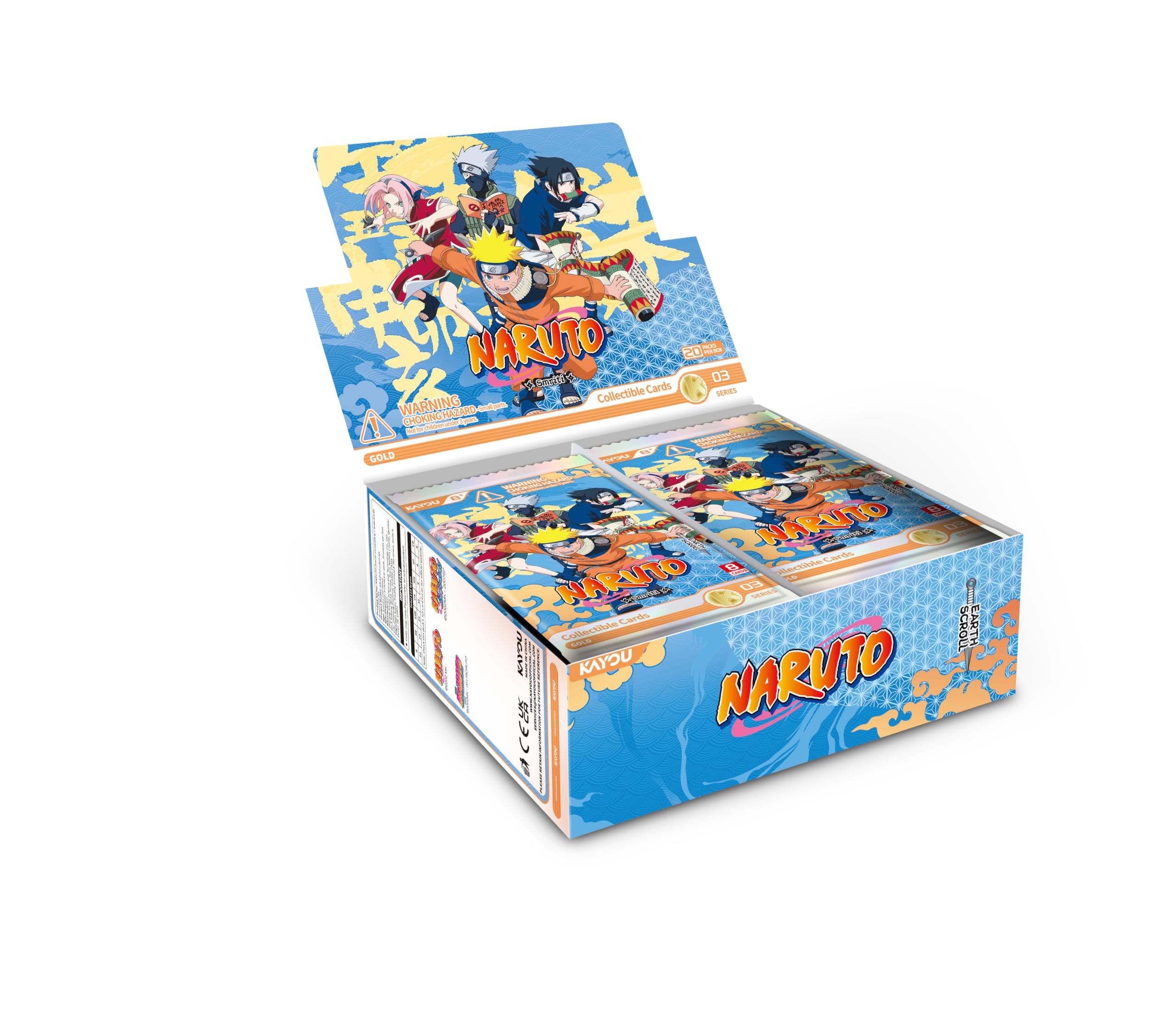 Kayou Naruto Smriti Collectible Cards, Earth Scroll Edition, Series 3, 20 Packs with 1 PR Card, 8 Cards/Pack