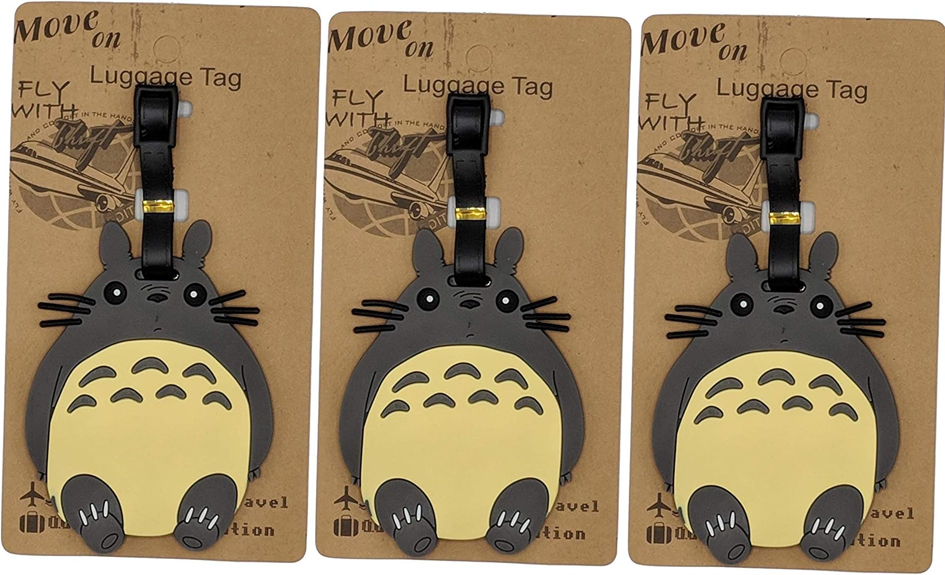 Set of 3 - Super Cute Kawaii Cartoon Silicone Travel Luggage ID Tag for Bags (Totoro 5)