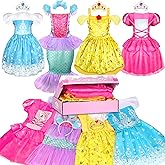 Princess Dress Up Clothes for Little Girl Gift Set, Princess Dress Up Toys Role Play Costume for Toddler Girls, Birthday Christmas Party