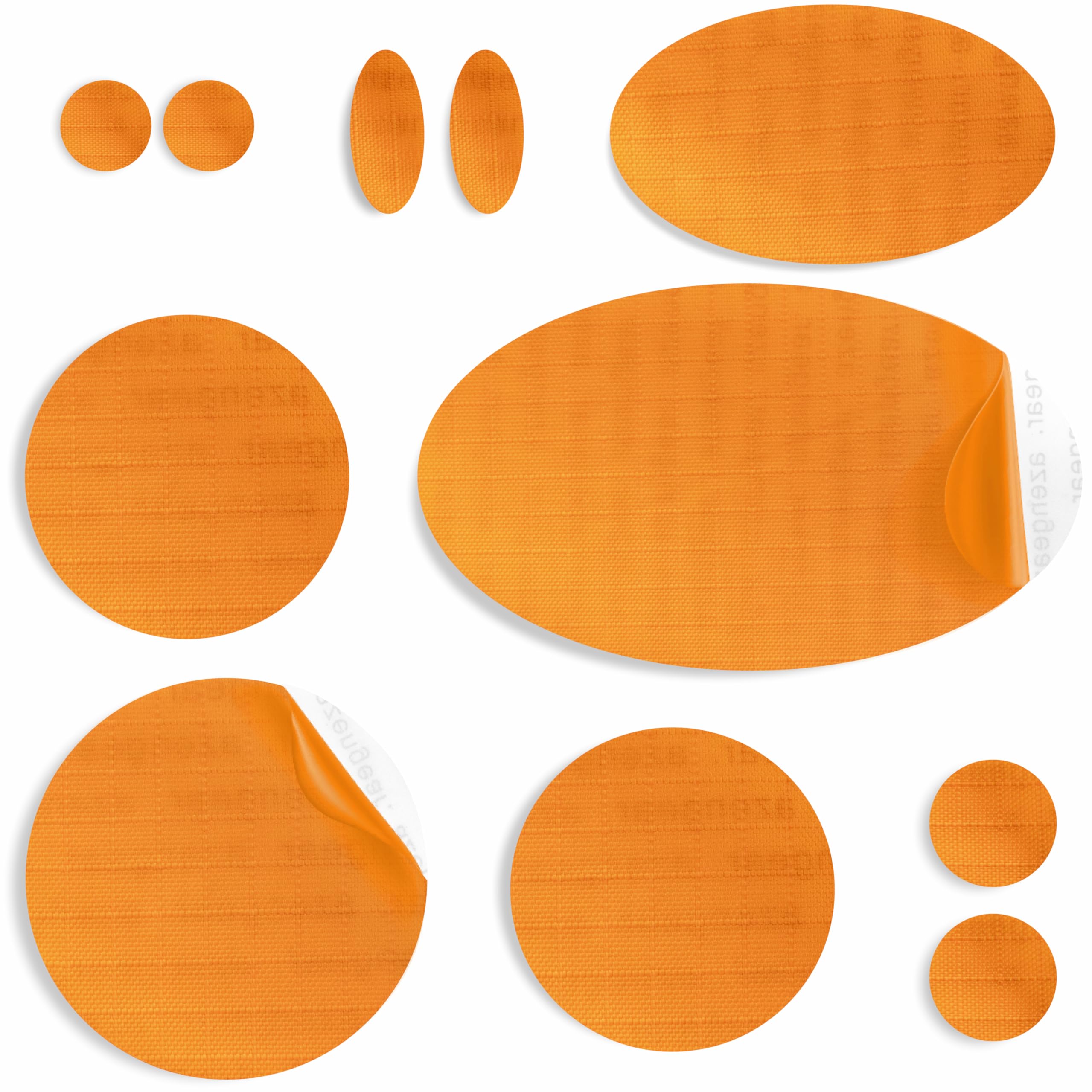 Photo 1 of aZengear Repair Patches for Jackets, Tent, Shoe Toe, Air Mattress, Inflatables, PVC Gear - Waterproof, Self-Adhesive, Tear-Cold-Heat-Resistant, Down Puffer Coat (11 Pcs, Gold Orange)