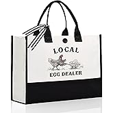 Craftique Chicken Gifts for Women-Funny Local Eggs Dealer Tote Bag Unique- Chicken Gifts for Chickens Lovers Lady Friend Mom Sister, Cute Chickens Themed Gift for Birthday 17” x 6.7” x 12.5”