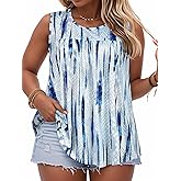 Women Plus Size Tank Top Casual Summer Tops Loose Fit Sleeveless T Shirts Trendy Crewneck Tunic Tees