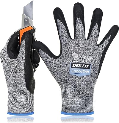 DEX FIT Cru553 Level 4 Cut Resistant Gloves Grey Large 1 Pair 15-Gauge HPPE