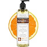 Advanced Clinicals Vitamin C Brightening Body Oil For Women & Men | Vitamin C Glow Oil Skin Care Body Moisturizer With Vitamin E + Botanicals To Help Improve Look Of Dark Spots + Dry Skin, 12 Fl Oz