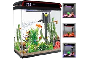 TARARIUM Betta Fish Tank, 10 Gallon Fish Tank Glass Small Aquarium Starter Kits Self Cleaning with 3 Types of LED Lights and Filter Water Pump, Ultra Quiet Decoration Kids Room Gift