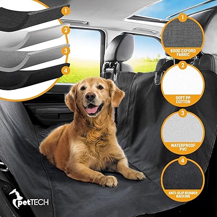 Protector de tapicería para perros (grandes y pequeños), instalación sencilla y fácil de limpiar, protege tu coche, 100 % impermeable Cubierta Asiento ...