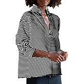 Zontroldy Women's Fuzzy Fleece V Neck Pullover Sweatshirt Jacket Long Sleeve Solid Henley Shirt Sherpa Top(1556-BlackStripe-S)