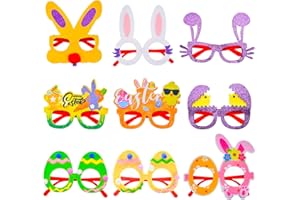 WOBENY 9 Pcs Easter Glasses Party Decor - Glitter Bunny and Egg Sunglasses Frames, Novelty Costume Eyeglasses Photo Props for Adults and Kids, Spring Holiday Favors for Fun Parties, Easter Day Celebrations