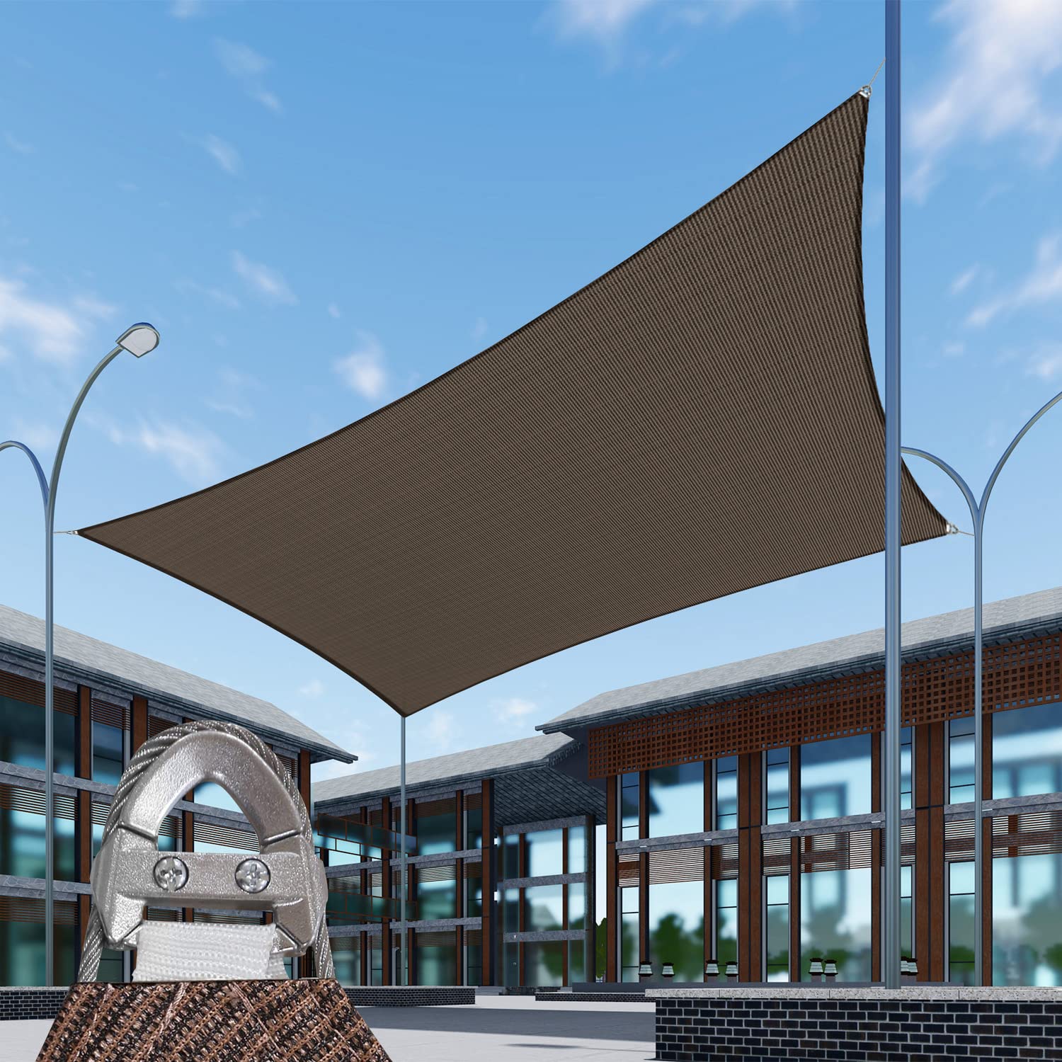 SunnyRoyal 18'x20' Sun Shade Sail Super A Ring Wire