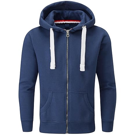 Charles Wilson Herren Regular Fit Kapuzenpulli mit Reißverschluss aus mittelschwerer Baumwollmischung