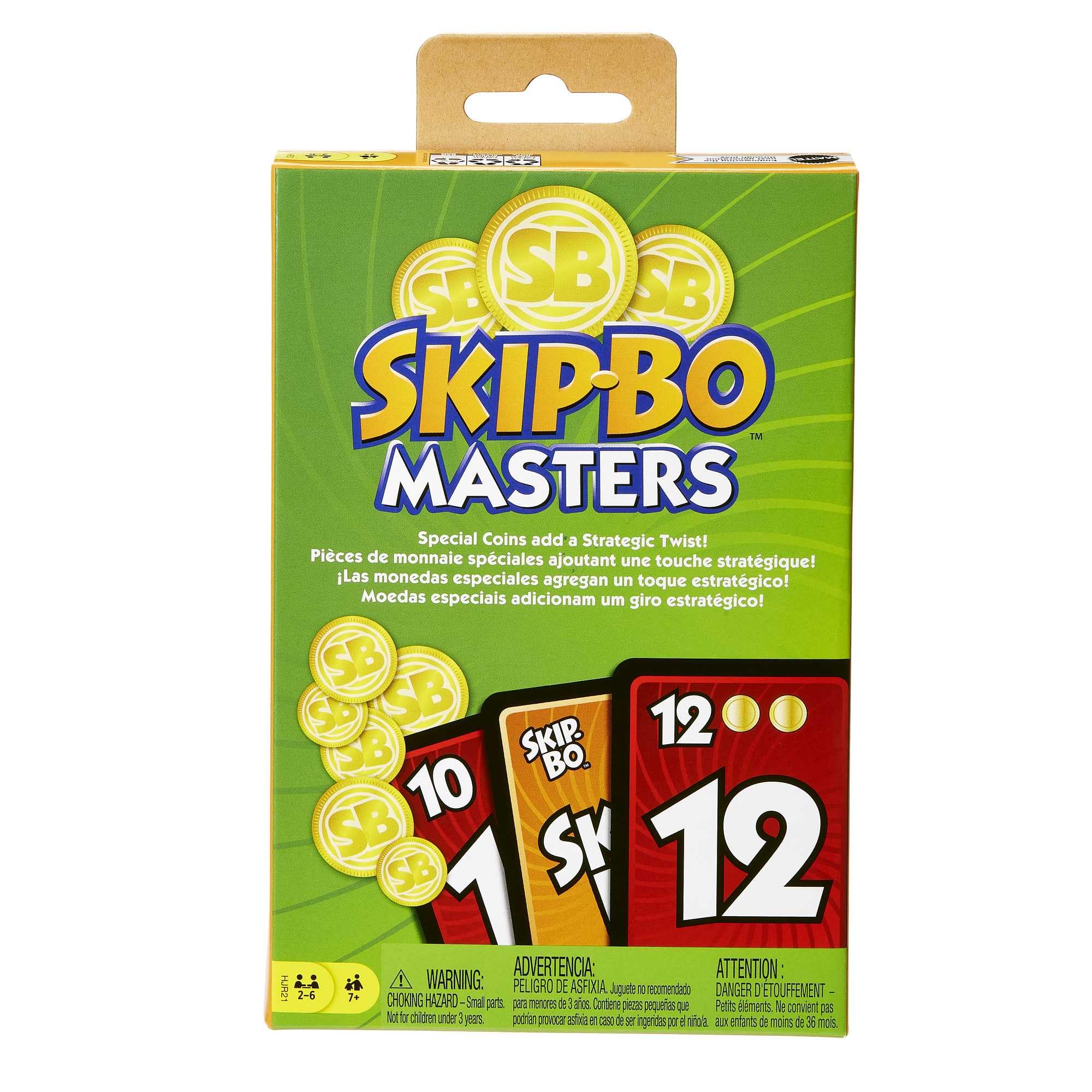 Mattel Games Skip-Bo Masters Card Game for Adults, Family Night & Parties, Play Numbers in Order for 2 for 6 Players, HJR21