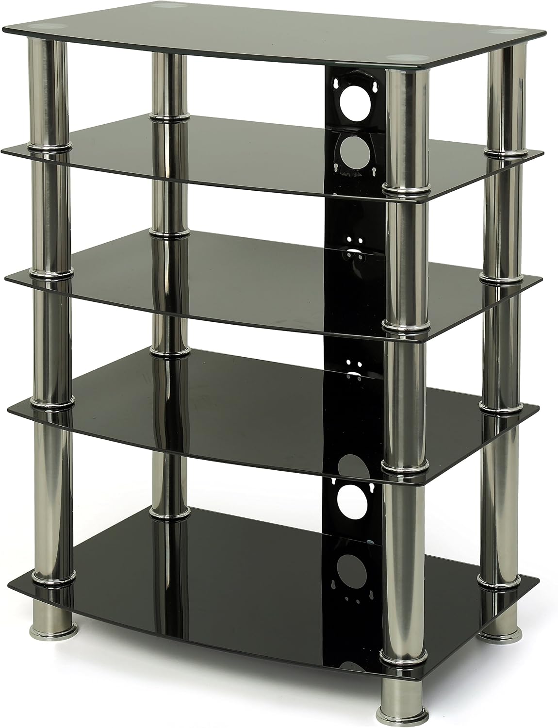 Centurion Supports Galago Black Glass TV/Hi-Fi Stand, Black and Silver, Mittel - Image 4
