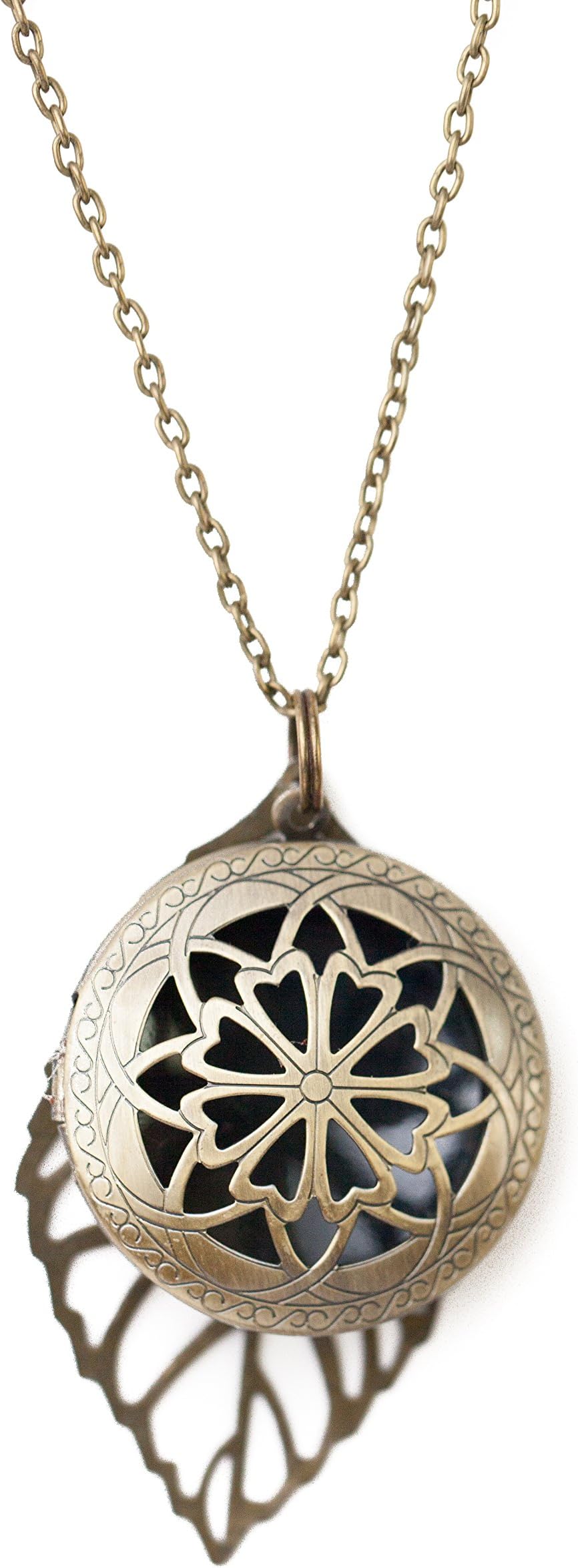 Antique Bronze Diffuser Necklace with Leaf Charm
