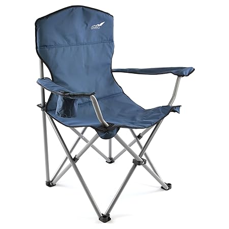 Divero Faltstuhl Angelstuhl XL mit Armlehnen Getränkehalter extra breit stabil bis 160 kg grün oder dunkelblau