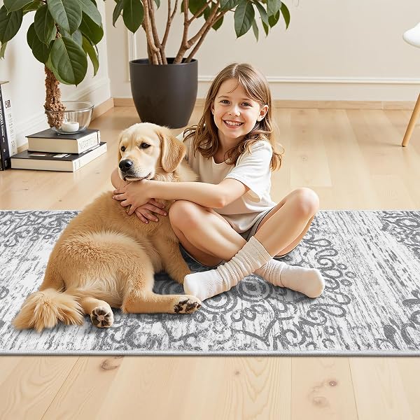 HEBE HALLWAY RUNNER RUG 2’X6′ WASHABLE VINTAGE KITCHEN RUGS NON SLIP LAUNDRY RUG RUNNER DISTRESSED BOHO FLOOR CARPET RUNNERS FOR HALLWAYS ENTRYWAY LAUNDRY ROOM KITCHEN BATHROOM